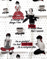 1 piece Quilt Cotton Lady Girls 8 Coffee Cups 9 Images 18”x9” junk Journal Album
