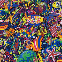 Fabric Packed Aquatic Fish on Multi Cotton TIMELESS TREASURES 1/4 yard CD 1587