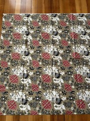 Vintage Floral / Leaf Beige / Brown Red Black White Textile Fabric 12’ x 52”