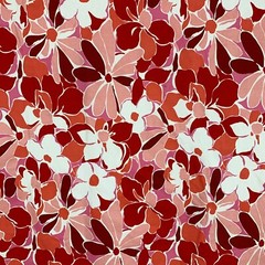 Fabulous New Red Floral Stretch Fabric 4.33 yds Apparel Swimwear Excellent