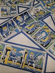 Vintage VHTF 1950s/60s Comic Strip Young Boy Cotton Fabric 1 Yard X 35″ Wide