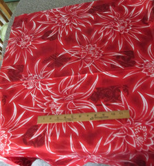 3 yard x 44″ Hawaiian Textile Fabric Hawaii Bright RED and White Flowers