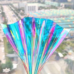 6 Pcs Holographic Clear PVC Fabric Iridescent Blue 0.8Mm Thick Transparent Vinyl
