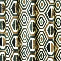 Bottle Green & Brown Geometric Printed Velvet Fabric By The Yard, Upholstery