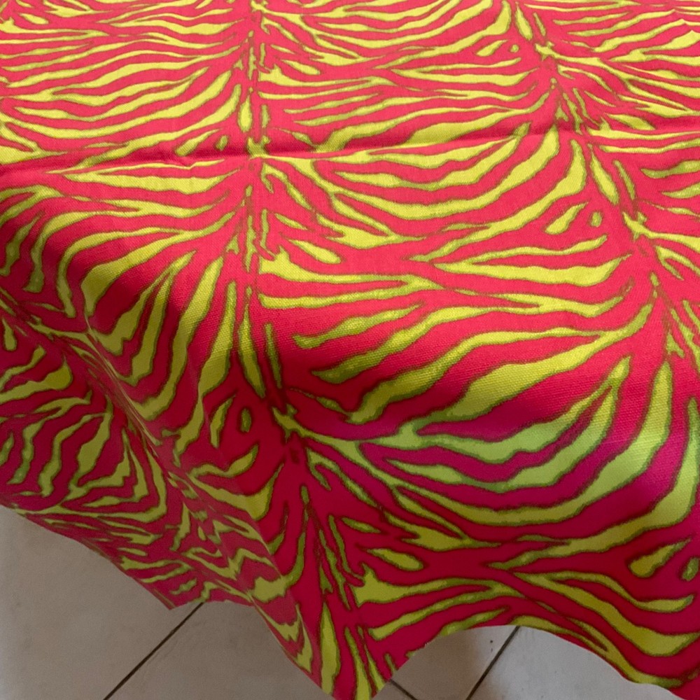 Vntg New Fabric “Crazy Zebra Pink & Misfits Green” #4780 Neon Pink/Lime Green