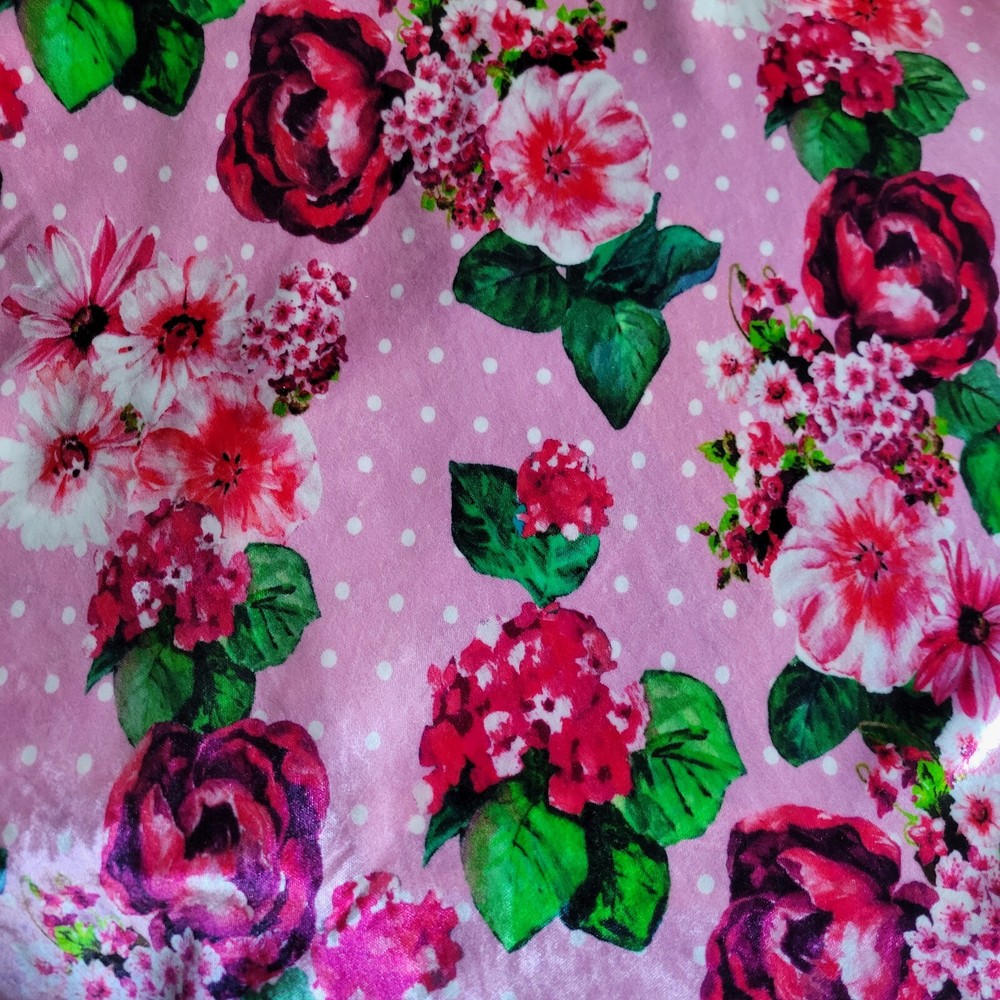 Pink Floral & Polka Dot Emanuel Ungaro Velveteen from Italy! Soft Luxurious Fab!
