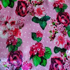 Pink Floral & Polka Dot Emanuel Ungaro Velveteen from Italy! Soft Luxurious Fab!