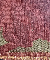 Vintage Burgundy Gold Grape Leaf Vine Scroll Jacquard Upholstery Fabric 13 Yds