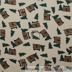 BonEful Fabric FQ Cotton Quilt VTG Log Cabin Tree Scenic Wood Barn Farm Country