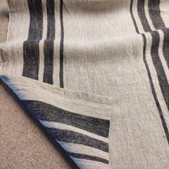 100% linen fabric 340gsm French stripes grain sack vintage green navy blue black