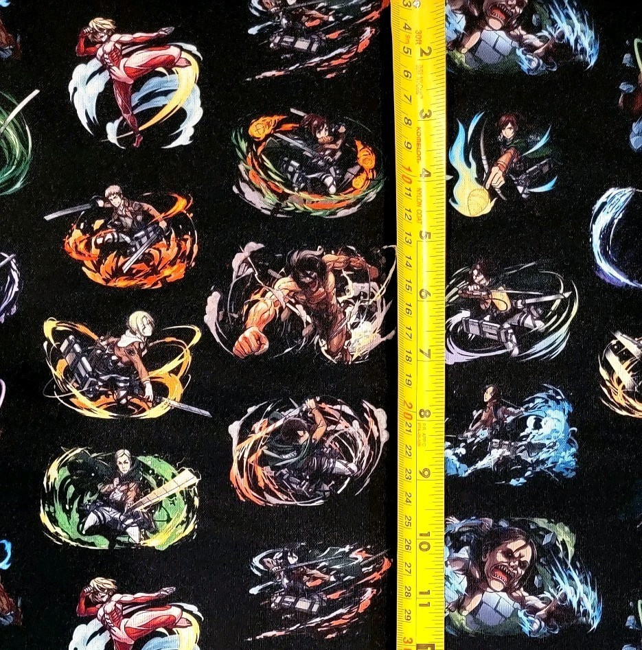 ATTACK ON TITAN BLACK ANIME 1 YARD FABRIC ( 36″ X 58″ ) BRAND NEW
