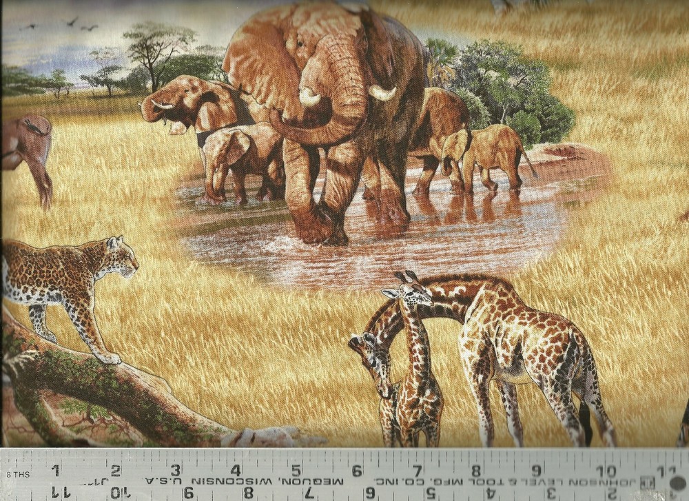 Elizabeth’s Studio ~ Safari Animals Zebra Giraffe ~ 100% Cotton Quilt Fabric BTY