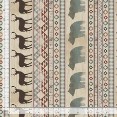 CABIN ADVENTURE ANIMAL 11″ STRIPE CD1698 Natural Timeless Durable Cotton Fabric