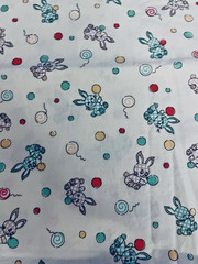 VTG Classic Cotton Novelty Pastel Gingham Bunnies Dots & Balloons on Cream BTFQ