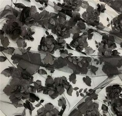 1 Yard 3D Flower Embroidered Lace Fabric Cloth DIY Wedding Bridal Dress 51″ Wide