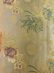 Kate LIGHT GOLD Floral Brocade Chinese Satin Fabric by the Yard – 10037
