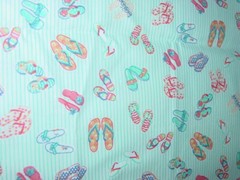 1/2 yd Bleached Aqua Orange Sandals Printed Organic Cotton Mood Fabric 60″W-NEW