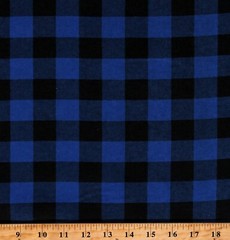 Flannel Buffalo Plaid Royal Blue Black PRT Flannel Fabric Print by Yard D275.29