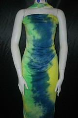 Rayon Spandex Tie-Dye Print Jersey Knit Fabric Teal Lime Yellow Combo 9 oz