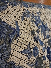 Vintage ADRM Dua Sekawan Floral Batik Sarong Blue Birds Flowers 40”x 90”