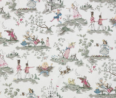 COVINGTON OVER THE MOON WHITE NURSERY RHYMES TOILE MULTIUSE FABRIC BY YARD 54″W