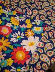 Paisley Floral Prequilted Cotton Fabric 26″ X 22″ And 18″ X 9″ Pieces