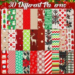 60 Pcs Christmas Quilting Fabric Roll 2.6 x 40 Cotton Fabric Strips Precut Je…
