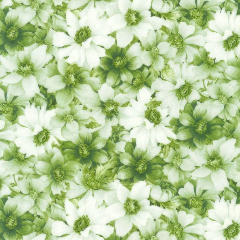KAUFMAN – Flowerhouse: Softly – Packed Flowers – Green – #211-BT 1/4yd