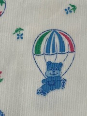 1 Yd Vintage White Corduroy Fabric Bear Balloon Blue Polka Dot Star 57W Juvenile