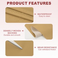 63×39.4in Faux Leather Sheets, Faux Leather Fabric Vinyl PVC, Khaki
