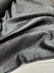 “Charcoal Metallic Brocade Fabric with Embossed Design – Sold by the Meter for E