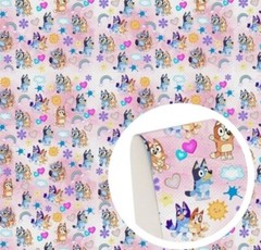 Bluey rainbow Cartoon Polyester Cotton blend fabric Bluey Sister 20″x55″ 1266830