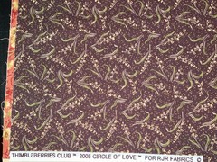 By 1/2 Yd “Circle of Love” 2005 Brown Green Floral ~ Thimbleberries Club for RJR