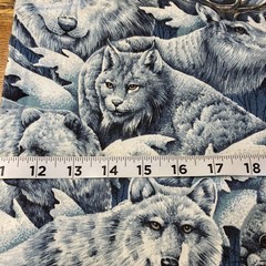1.75 Yard Piece Midwinter Dream Wildlife Animals Cotton Quilting Fabric *washed*