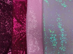 3mm Sequin Fabric Material Sparkling Sequins 120cm Wide Iridescent Pink & White