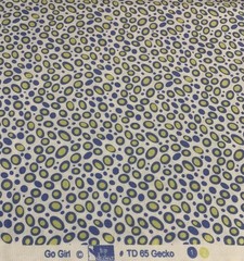 “Go Girl” Ovals & Polka Dots Fabric Remnant By Top Drawer Blue Green And White
