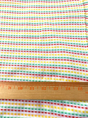 Lightweight cotton polyester knit fabric-yellow, green,orange stripe 38″ x 60″