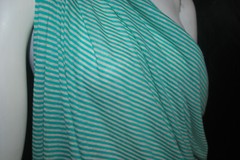Linen Cotton Rayon Knit Jersey fabric1/8″ green 1/8″ Natural Oatmeal Stripes