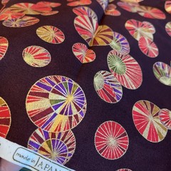 Deco Park Japan Geometric Circles Red Purple Gold Robin Pickens 1.5 Yards