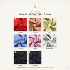 Cotton Stretch Poplin Fabric by the Yard — 58″ Wide, 8 Colors