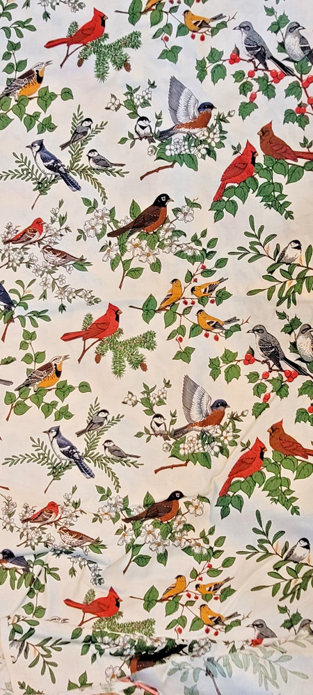 Cranston Print works Co large chunk wild Birds theme fabric textile 45″x 9 yards