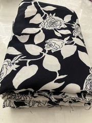 High Quality Cotton Poplin Fabric Designed in Japan Dark Navy White Roses 6 Yard