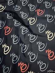 VTG Red White &Blue Swirls on Navy Charmeuse REMNANT 39″X 59“Tag Flint & Kent