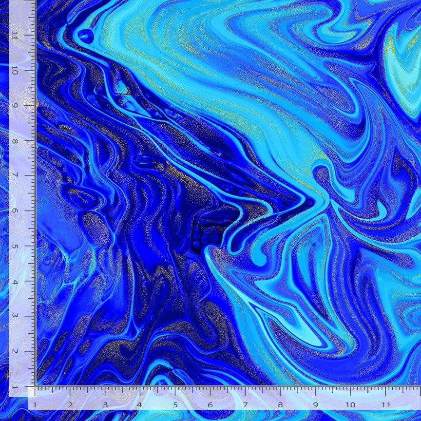 Escapade Floral Fabric | Marble Swirl Print Blue | Timeless Treasures YARD