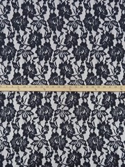 Floral Lace Fabric Special Occasion Black Navy Blue No Border By the Yard