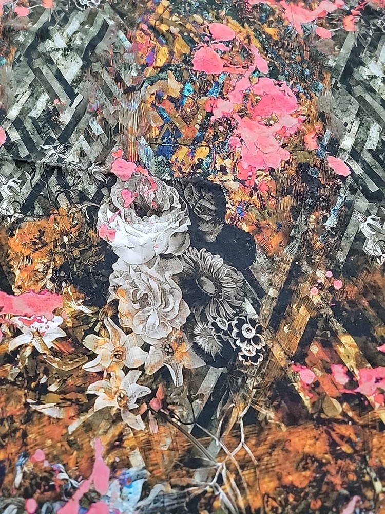 Luxury Designer Style Fabric Abstract Floral Runway Print 70″×52″