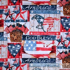 BonEful Fabric FQ Cotton Quilt Red White Blue American Flag Horse Heart Star Kid