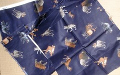 Cranston VIP Cotton Fabric Wildlife Bear Cougar Buffalo Squares / Pieces on Blue