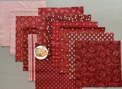 Henry Glass Kim Diehl Garnets and Gingham Layer Cake 24 Pieces Red Cream Cotton