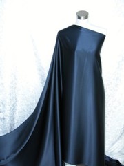 New 100% Pure Silk Satin Charmeuse Fabric Navy Blue Per Yard
